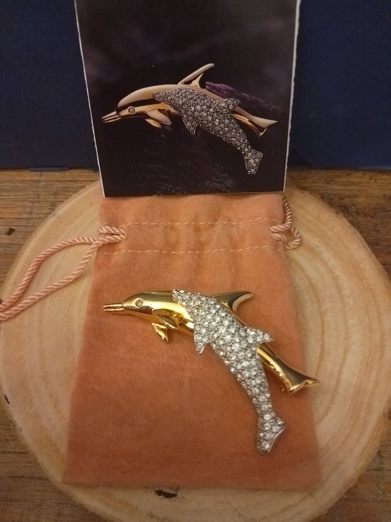 Swarovski - 雕像 - Broche dolfijnen limited edition - 水晶 #1.0