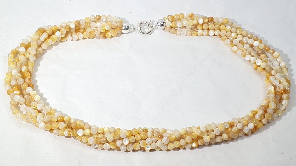 Madreperla dei Mares del Sud - 6 giri - Molto rara - Favorisce l'energia femminile - Argento 925 - Collana #2.1