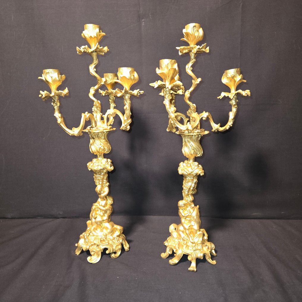 Sfeșnic (2) - Bronz aurit - Candelabre de bronz #1.0