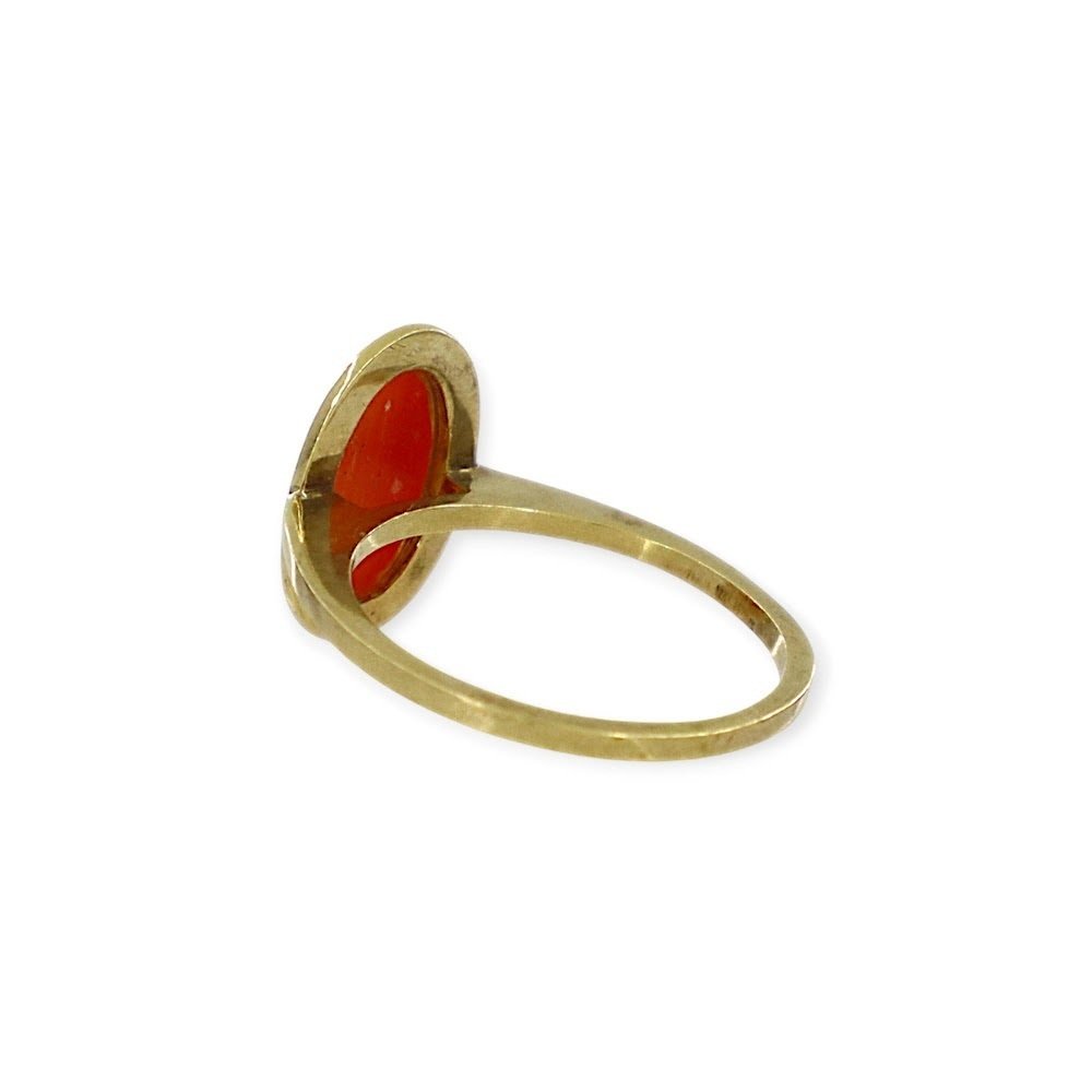 Zonder minimumprijs - Ring - 18 karaat Geel goud - natuurlijk koraal #3.2