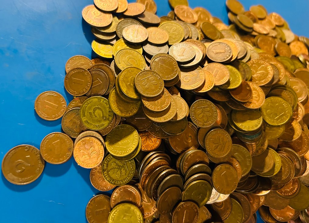 Németország. Circa 3.1 kilogram 1-2 en 5 pfennig stukken duitsland. (Nincs minimálár) #4.3