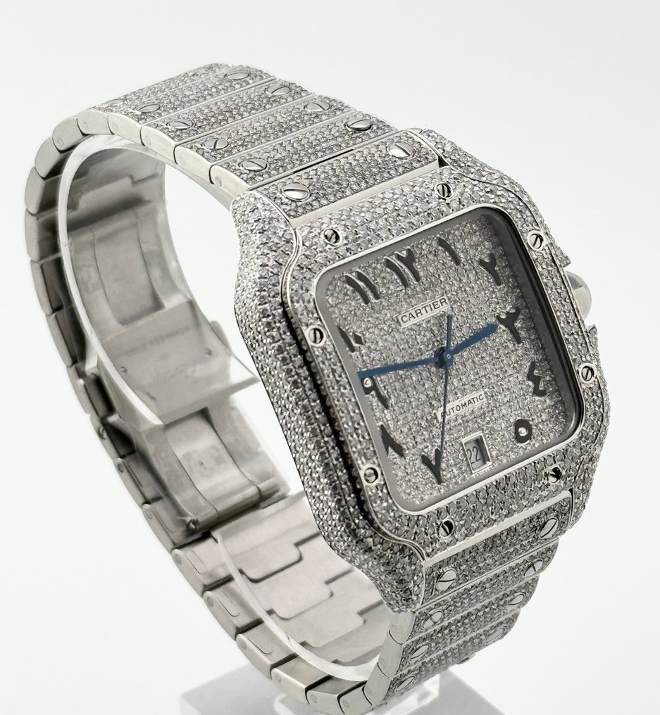 Cartier - Santos Diamonds 'Iced Out' Arab Dial Custom - Sem preço de reserva - 4072 - Homem - 2025 #1.0