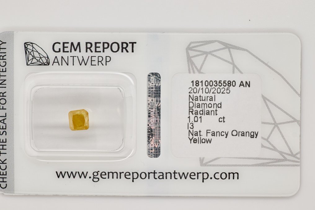 No reserve price - 1 pcs Diamond (Natural) - 1.01 ct - Radiant - I3 - Gem Report Antwerp (GRA) #1.0