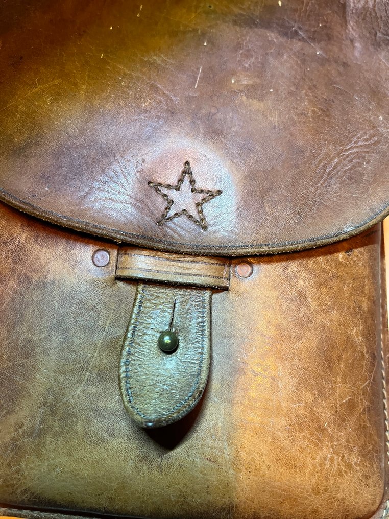 Japan - Leather Officers Documentation Bag with old paper writings - Imperial Army WW2 - Military equipment #3.2