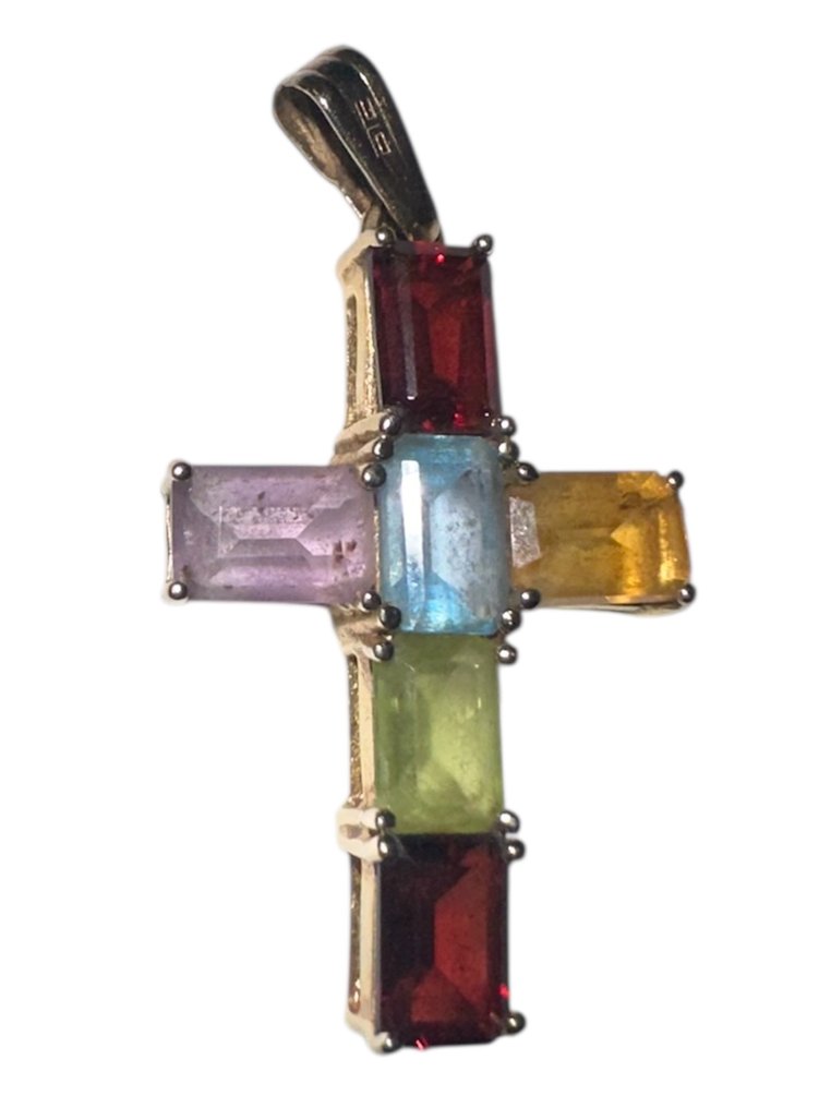 沒有保留價 - 盒式墜飾 - 14 克拉 黃金 -  2.00ct. tw. - 紫水晶 - 14K 彩虹十字 #2.1