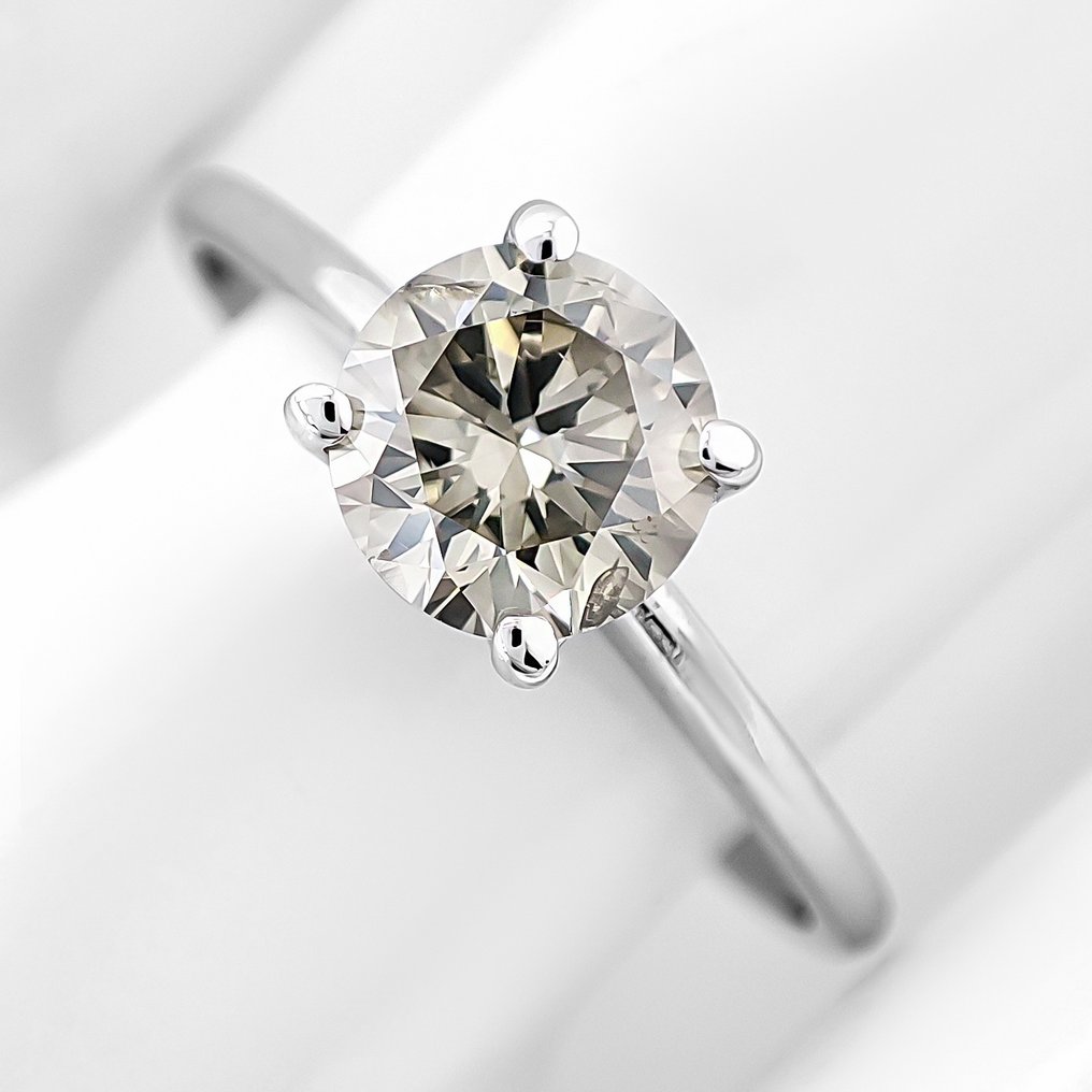 χωρίς τιμή ασφαλείας - Δαχτυλίδι - 14 καράτια Λευκός χρυσός - 0.90ct. tw. Διαμάντι (Φυσικού χρώματος) - Πιστοποιητικό IGI #1.0