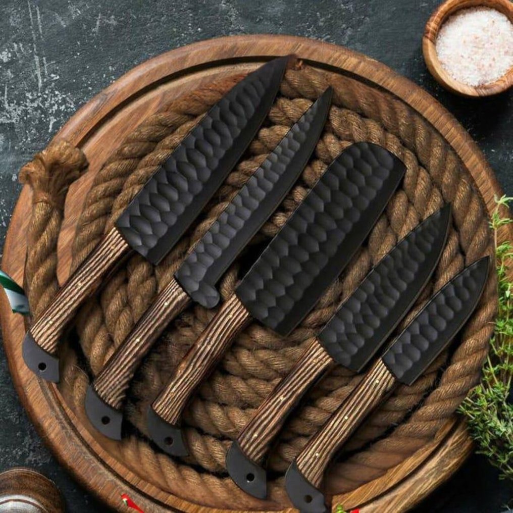 Coltello da cucina - Kitchen knife set -  Coltelli da chef - Palissandro, sudore - Nord America - Set da chef per barbecue, coltelli da chef #1.0