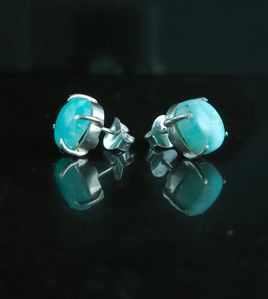 Larimar Cabochons - Height: 10 mm - Width: 8 mm- 2.85 g - (2) #4.3