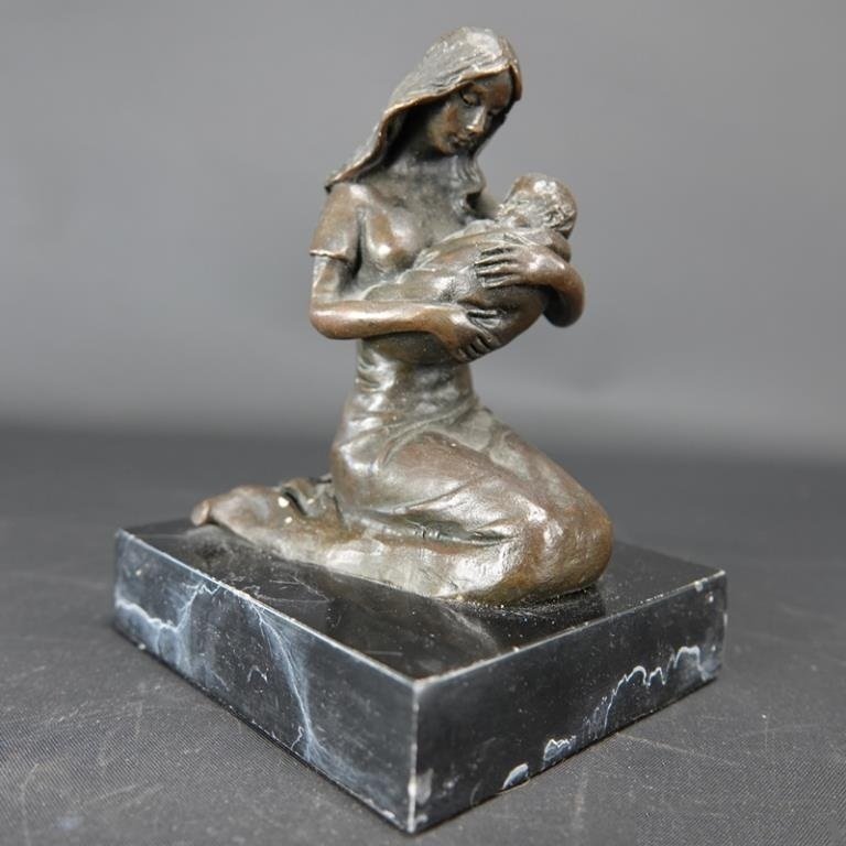 Figurka - Moeder met Kind - Brązowy, Marmur #1.0