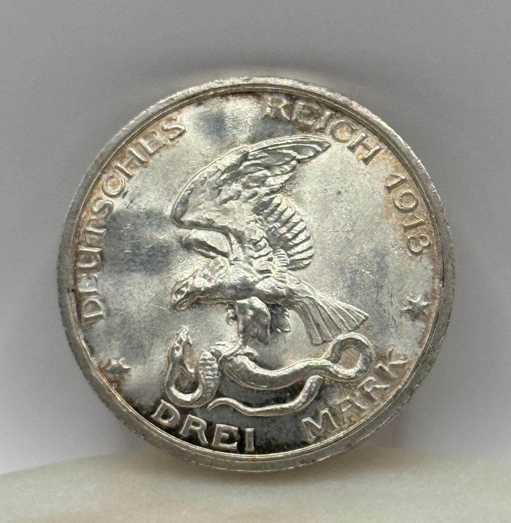 Allemagne, Empire Wilhelm II. 3 Mark 1913 / 100th Anniversary of the Prussians entering the war against Napoleon (Sans prix de réserve) #1.0