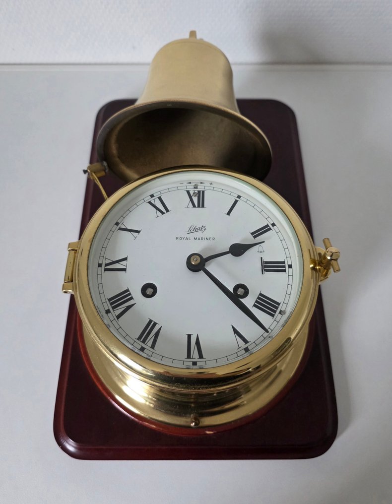 Zegar okrętowy - Schatz Royal Mariner Scheepsklok met scheepsbel. -   Mosiądz, Drewno #3.2
