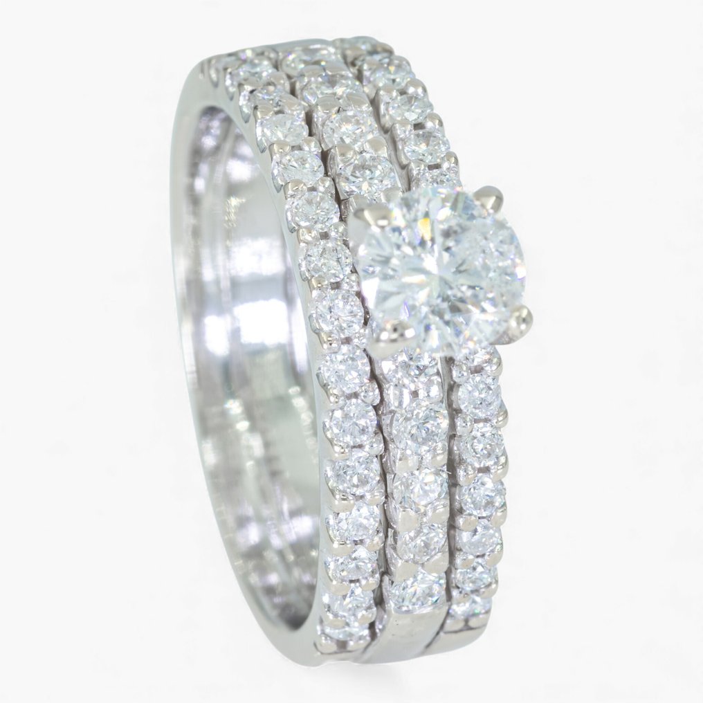 χωρίς τιμή ασφαλείας - Δαχτυλίδι - 14 καράτια HRD, Λευκός χρυσός -  0.96ct. tw. Διαμάντι (Φυσικό) #1.0