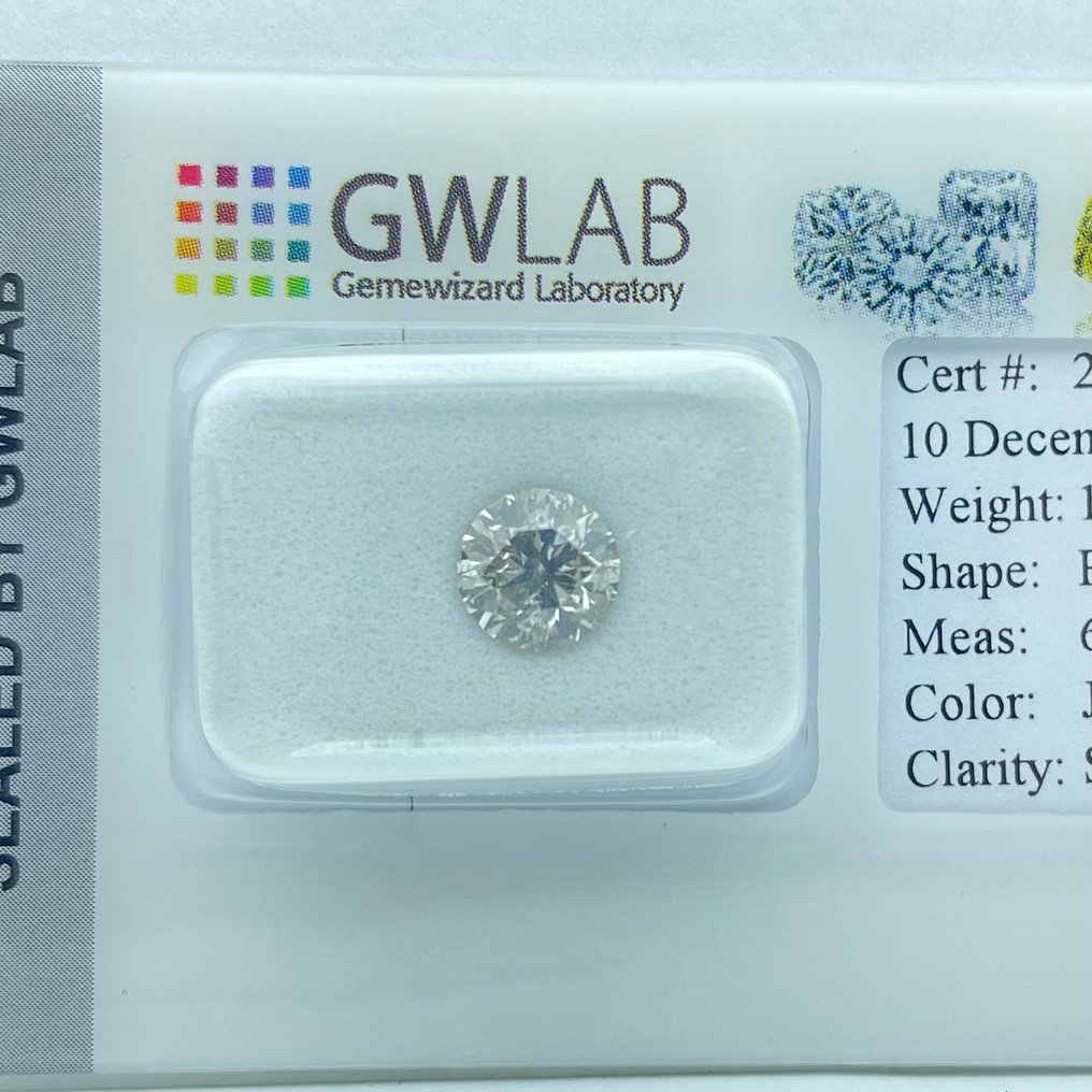 Senza prezzo di riserva - 1 pcs Diamante (Naturale) - 1.05 ct - Rotondo - J - SI3 - Gemewizard Gemological Laboratory (GWLab) #1.0