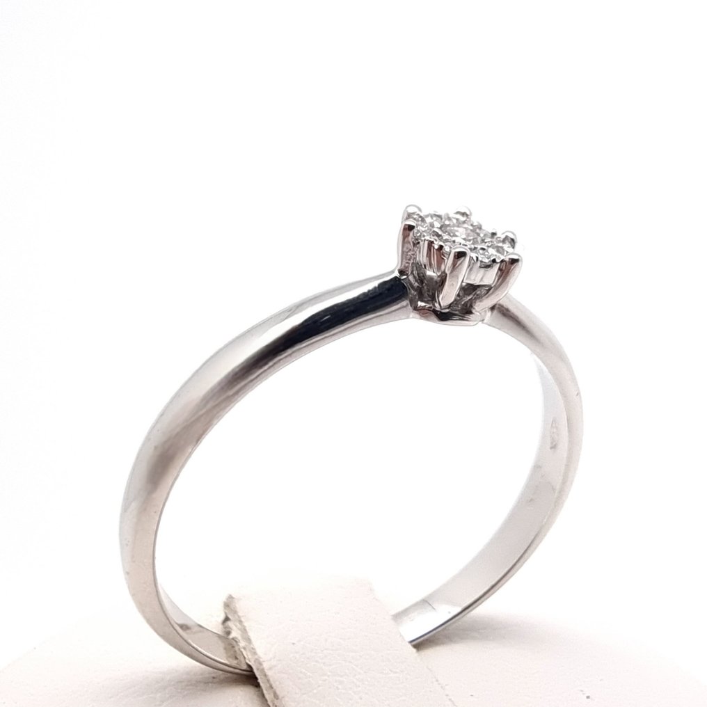 戒指 - 18 克拉 白金 鉆石 (天然)  #1.0