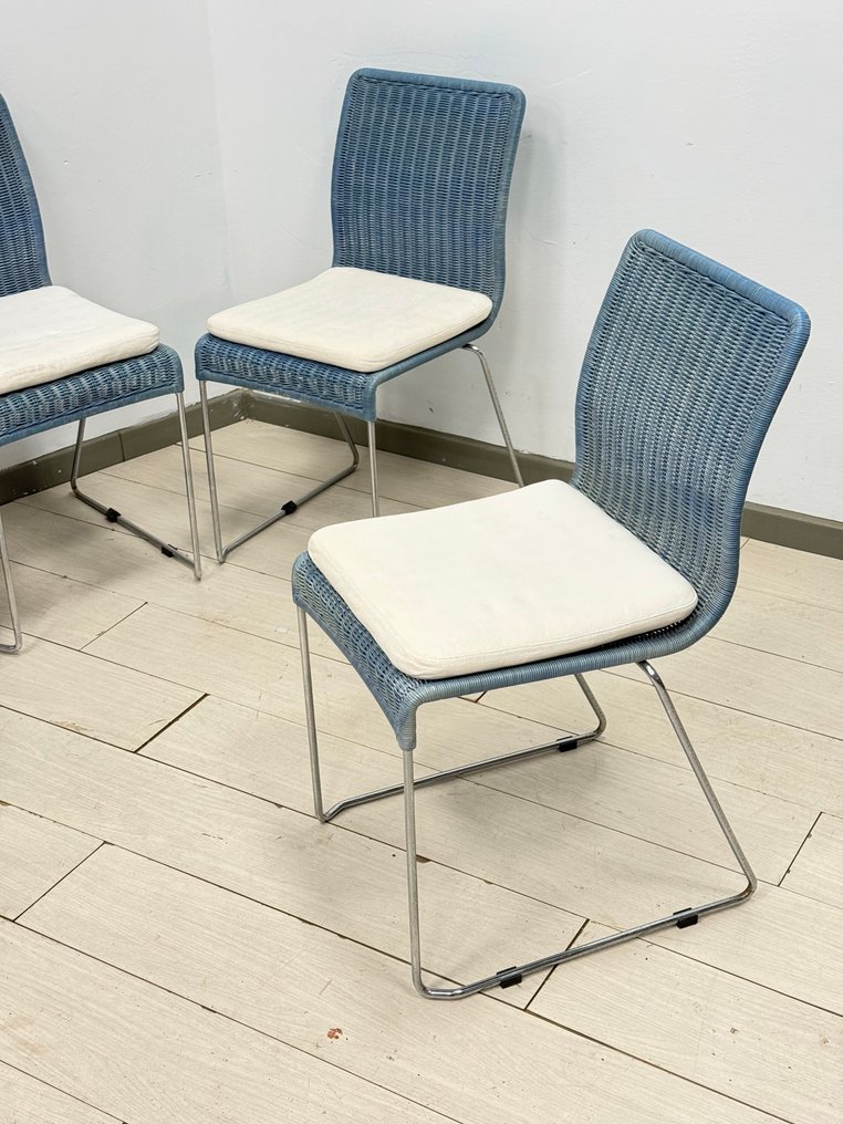 Καρέκλα - Rattan, Μέταλλο - Σετ τεσσάρων vintage καρεκλών. #1.0