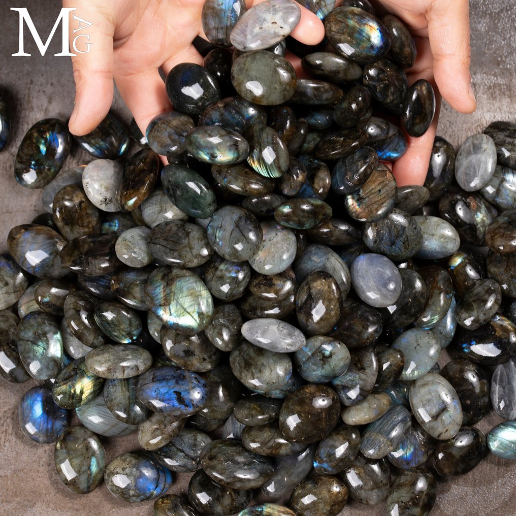 1 kg Labradorite Tumbled Stone Collection – Healing & Decorative Use - Altezza: 1 mm - Larghezza: 1 mm- 1000 g #3.2
