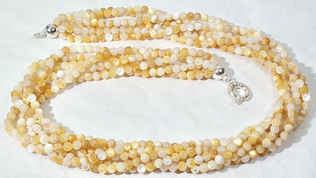 Madreperla dei Mares del Sud - 6 giri - Molto rara - Favorisce l'energia femminile - Argento 925 - Collana #1.0