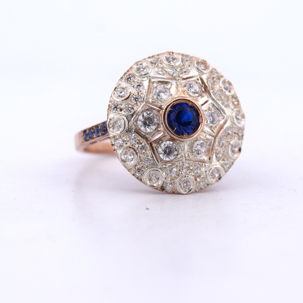 Zonder minimumprijs - Armring - 9 kt. Roségoud - 1.44ct. tw. Saffier - Diamant #2.1