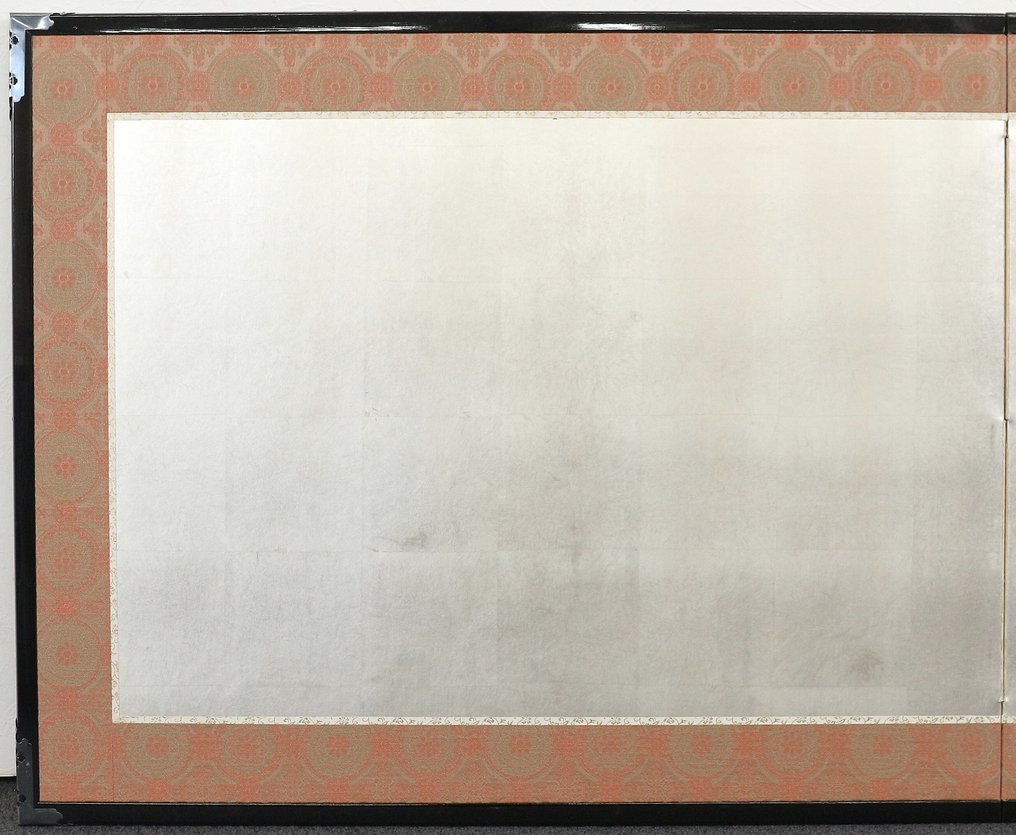 Folding screen - Two-Panel Silver-Leaf Furosaki-Byobu (風炉先屏風) - Japan  (No reserve price) #2.1