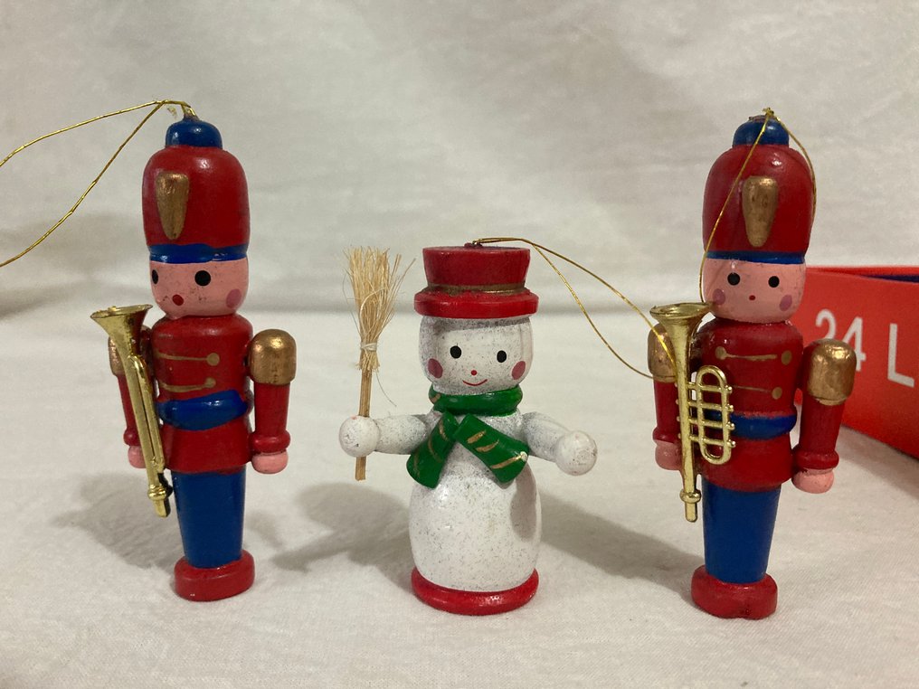 聖誕小飾品 (24) - 华丽的手工圣诞树装饰品一套 - 手工绘制的木头 #3.2