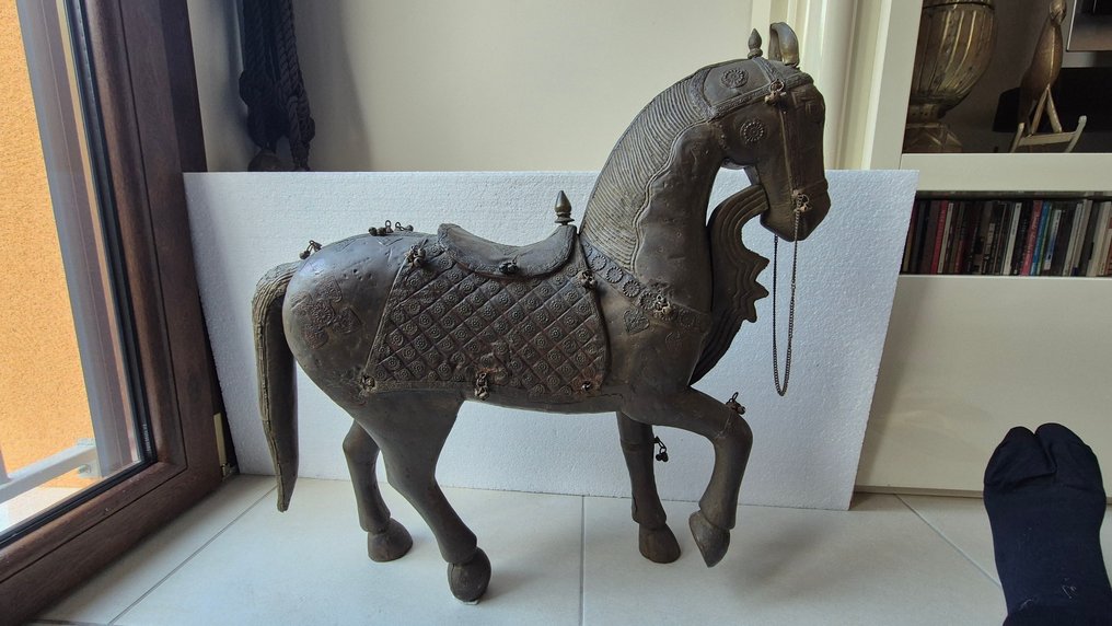 Ζεύγος αλόγων - Μπρούντζος, Ξύλο - Ινδία - Late 20th century #1.0