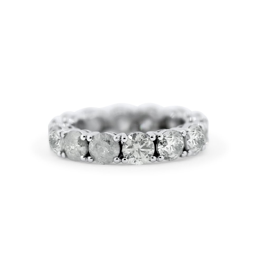 No reserve price - Ring - 14 kt. White gold -  5.71ct. tw. Diamond (Natural) - D-I color #1.0