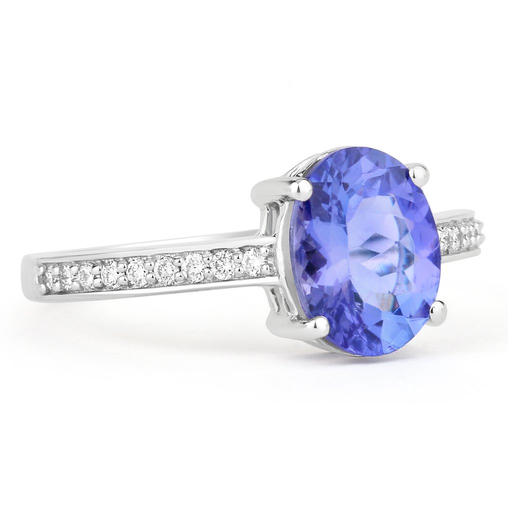 Δαχτυλίδι - 14 καράτια Λευκός χρυσός -  1.89ct. tw. Τανζανίτης - Διαμάντι #4.3