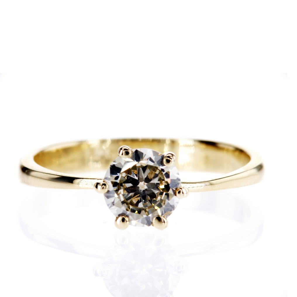 Sans prix de réserve - Bague de fiançailles - 14 carats Or jaune - 0.91ct. tw. Diamant (Naturelle) #1.0