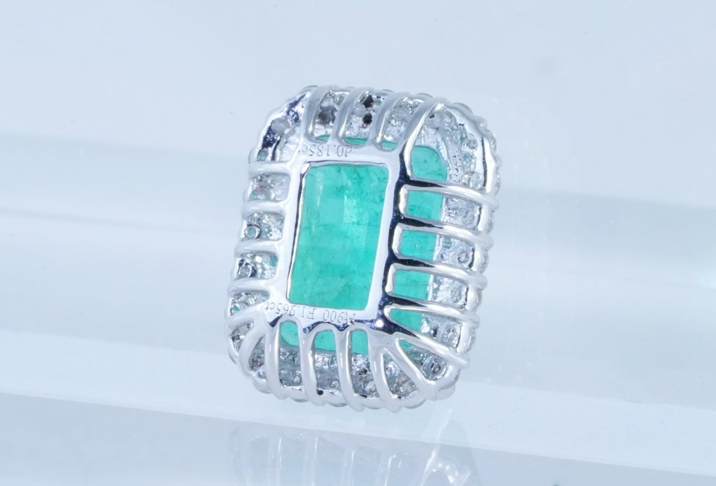 χωρίς τιμή ασφαλείας - Κρεμαστό κόσμημα Πλατίνα -  2.14ct. tw. Σμαράγδι - Διαμάντι #4.3