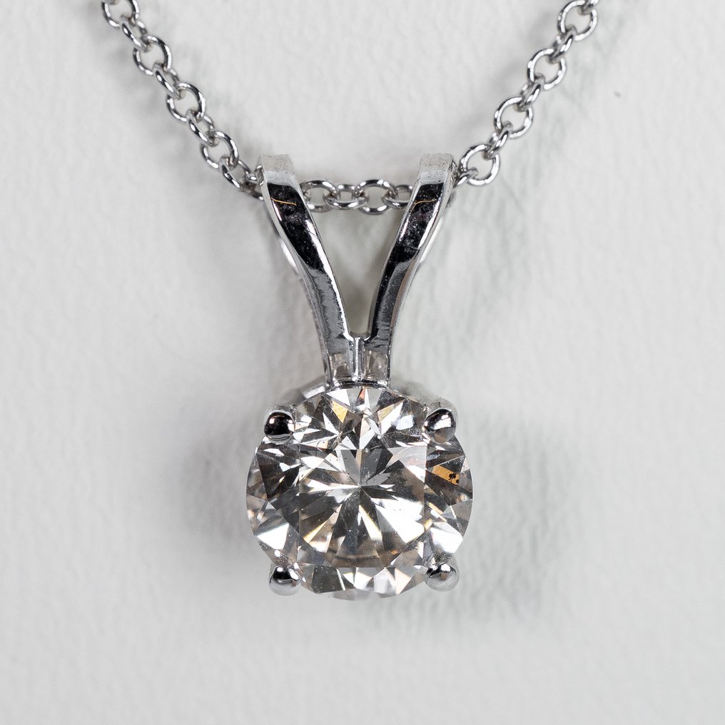 没有保留价 - 吊坠项链 - 14K包金 白金 - 0.75ct. tw. 钻石 (天然) - IGI #1.0