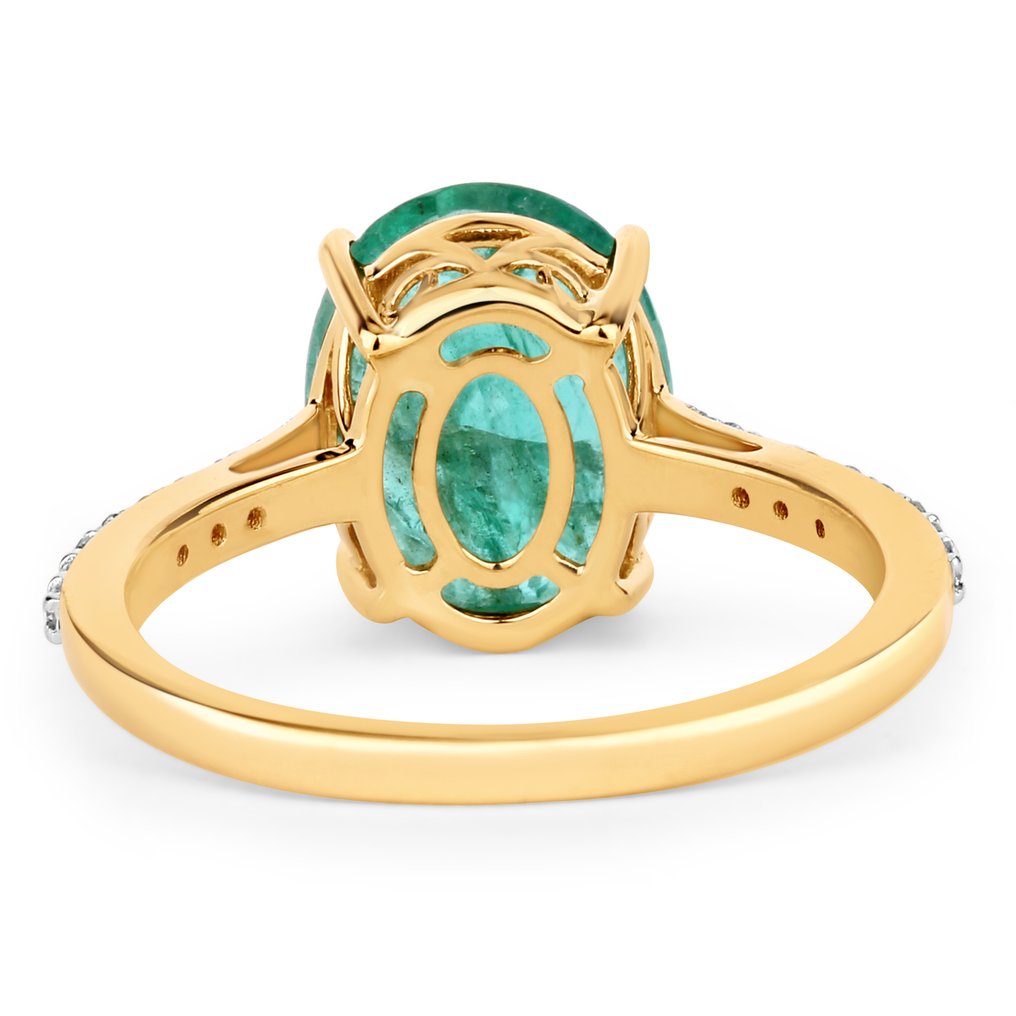 Ring - 14 kt. Yellow gold -  3.56ct. tw. Emerald - Diamond #2.1