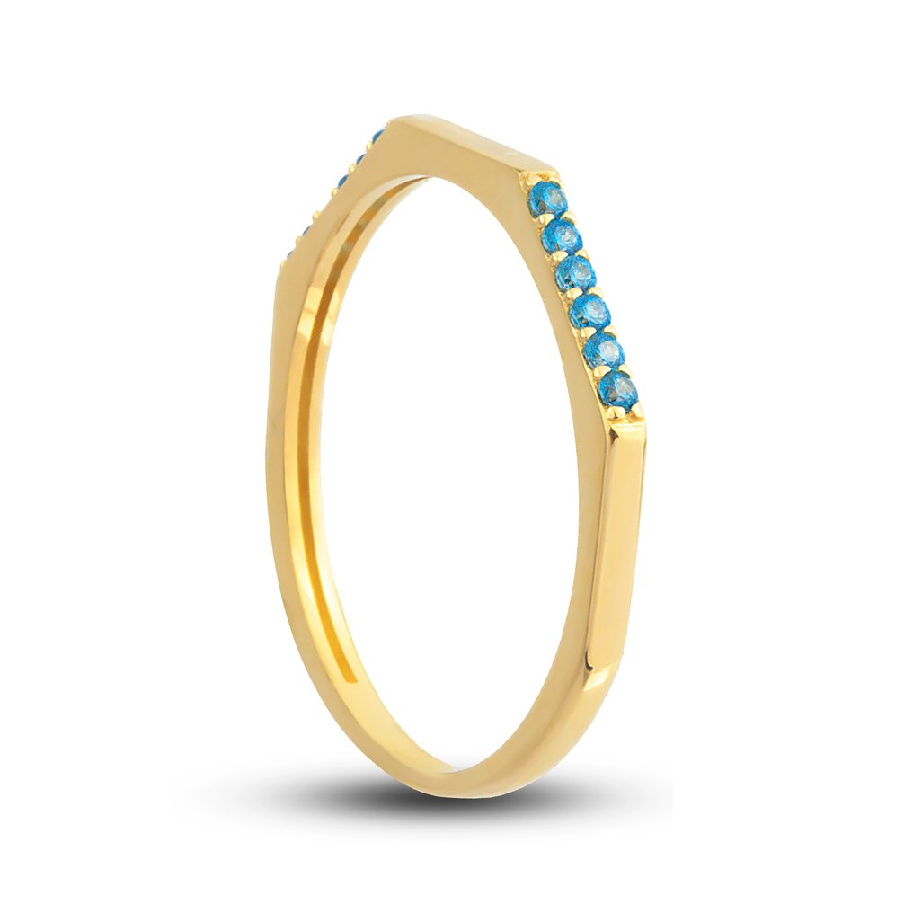 Sans prix de réserve - Bague - 14 carats Or jaune - 0.12ct. tw. Aigue-marine #4.3