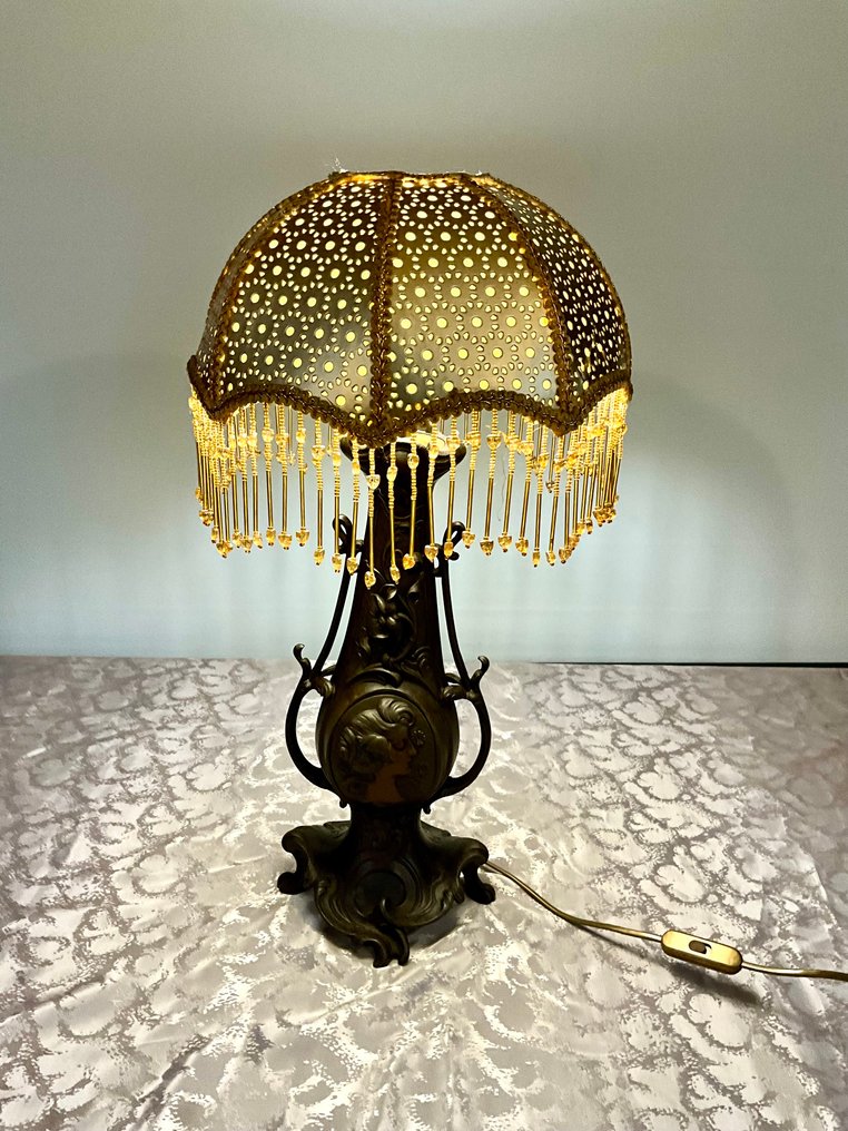 Lampada - Spelter, Tessuto - Art nouveau #4.3