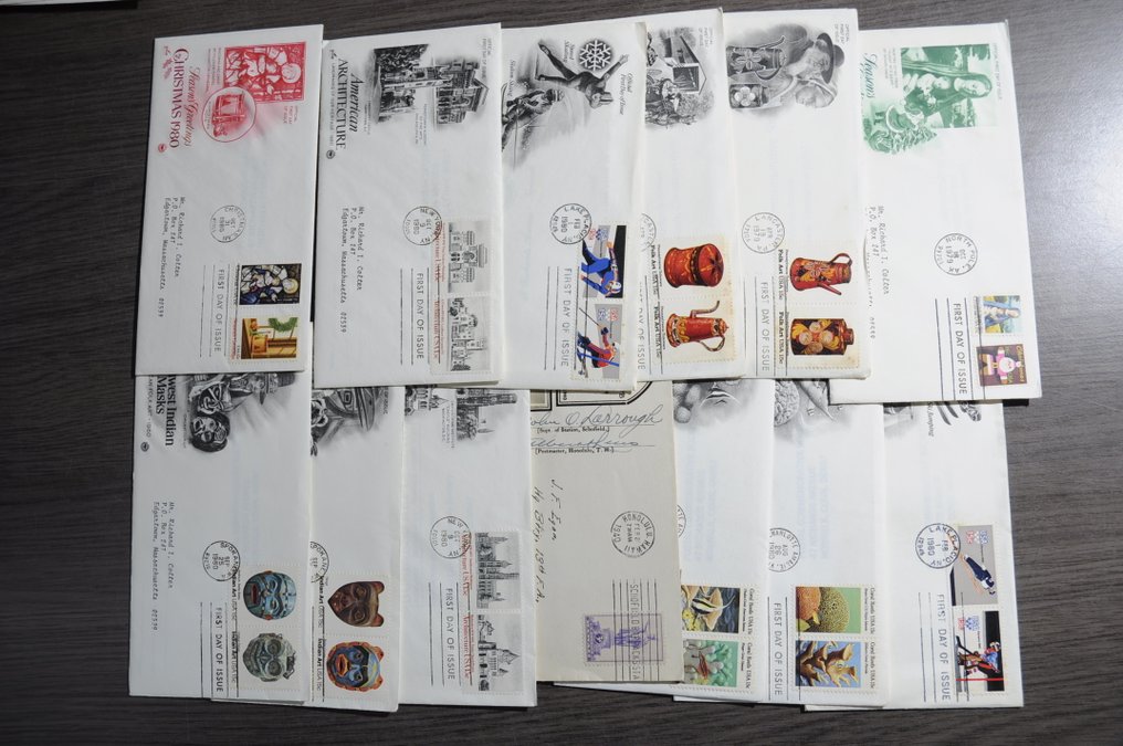 USA - Lot cu FDC-uri de 100 de cenți și capace speciale într-o cutie. #3.2