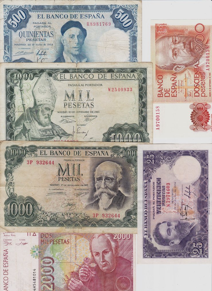 Spania. - 18 banknotes - various dates (Fără preț de rezervă) #1.0