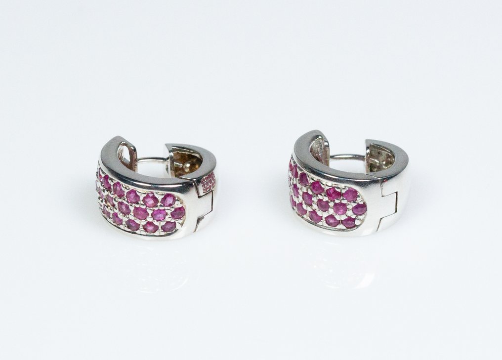χωρίς τιμή ασφαλείας - Σκουλαρίκια 925 ασήμι - 0,80 καρατίων ρουμπίνια #1.0