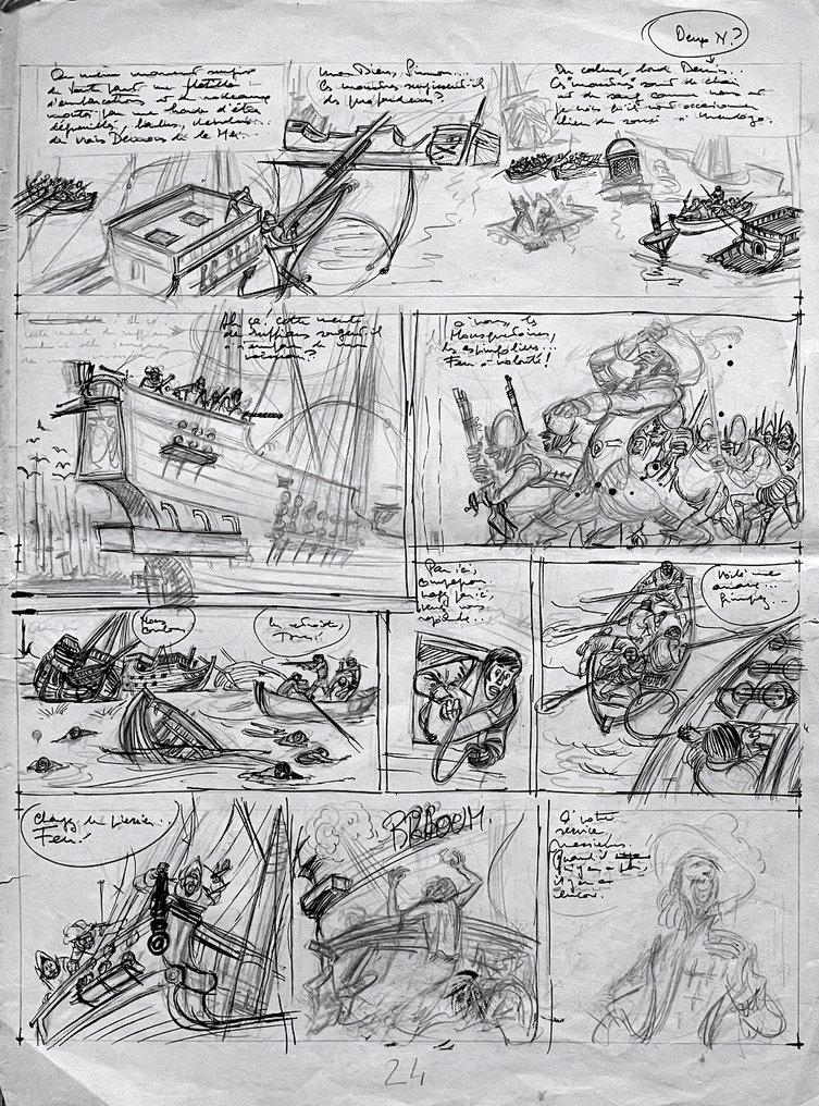 Sirius - 2 Original page + original preliminary page - Simon le Danseur T1 - La Rade des Vaisseaux - 1970 #2.1