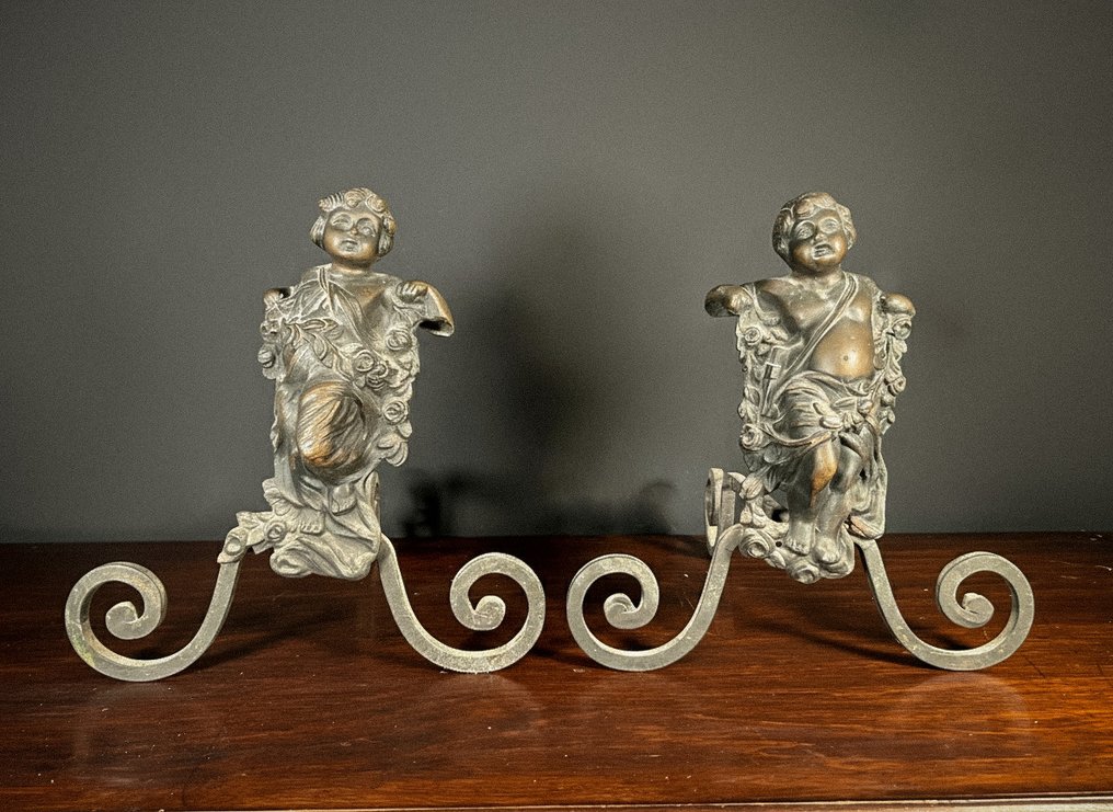 Estilo Barroco Peça de chaminé (2) - Século XIX - Alari da Camino  #1.0