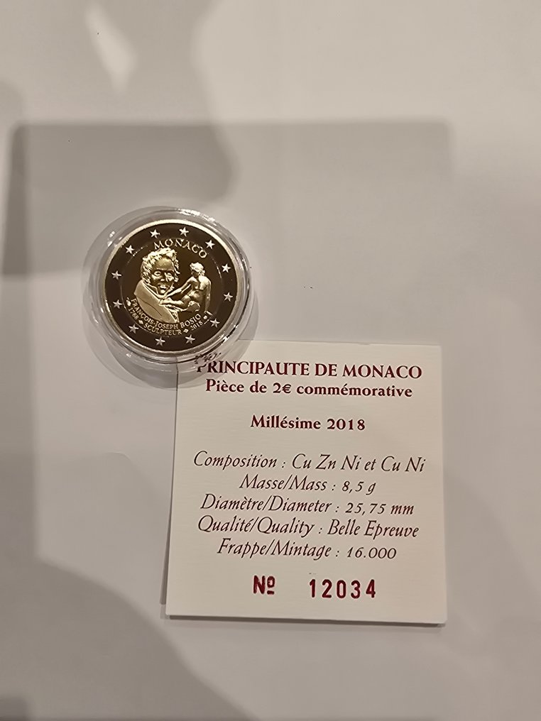 Monaco. 2 Euro 2018 "François-Joseph Bosio" Proof #2.1