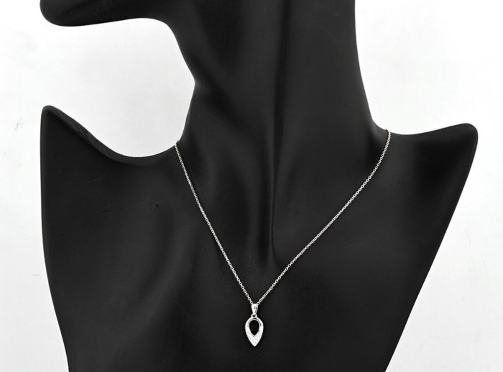 Nincs minimálár - Nyaklánc - 14 kt. Fehér arany -  0.04ct. tw. Gyémánt (Természetes)  - Gyémánt #4.3