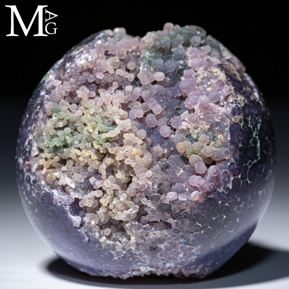 Grape Agate - Botryoidal Sphere from Indonesia - Tiny Sphere of Purple Quartz with a Botryoidal - Altezza: 62 mm - Larghezza: 62 mm- 272 g #1.0