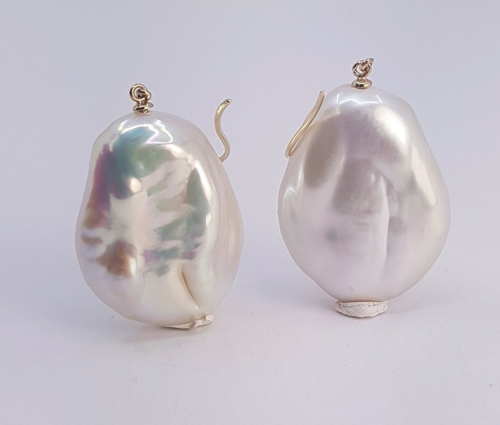 χωρίς τιμή ασφαλείας - Σκουλαρίκια - 14 καράτια Κίτρινο χρυσό - Μαργαριτάρια Edison 17x18mm #1.0