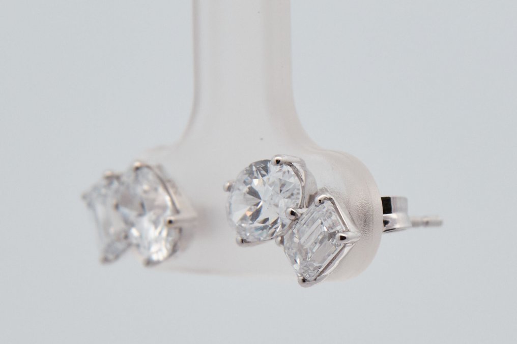 χωρίς τιμή ασφαλείας - Σκουλαρίκια - 14 καράτια Λευκός χρυσός -  2.28ct. tw. Διαμάντι (Εργαστηριακής καλλιέργειας) #4.3