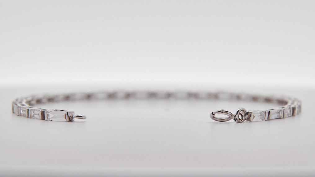 Ei pohjahintaa - Rannekoru - 14 kt. Valkokulta - 3.28ct. tw. Timantti (Laboratoriossa kasvatettu) #3.2