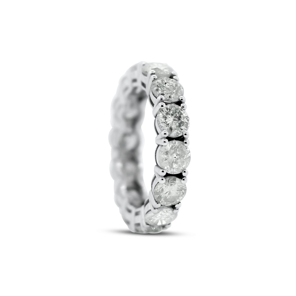 No reserve price - Ring - 14 kt. White gold -  5.71ct. tw. Diamond (Natural) - D-I color #3.2