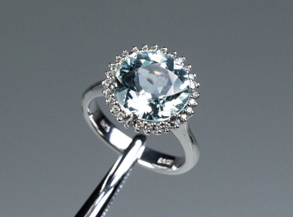 Nincs minimálár - Gyűrű - 925 ezüst - 5,00 ct természetes akvamarin #4.3