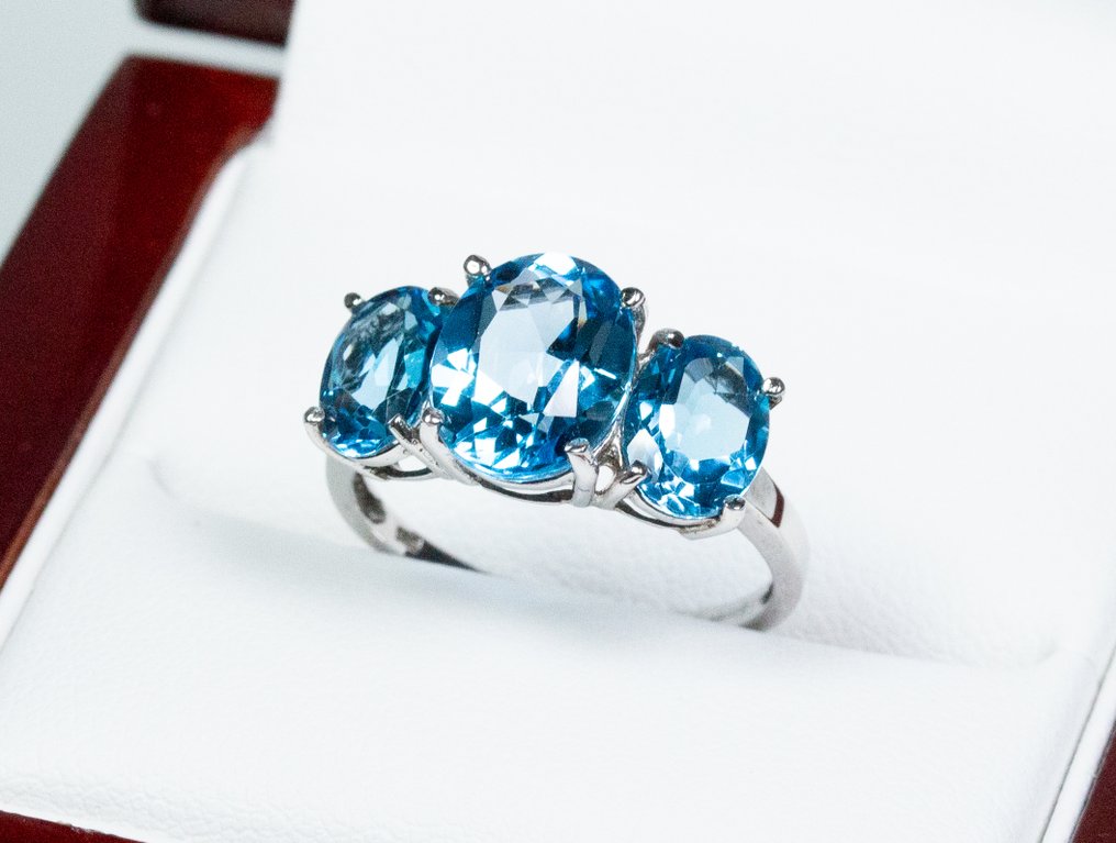 Nincs minimálár - Gyűrű - 925 ezüst - kék topáz #1.0