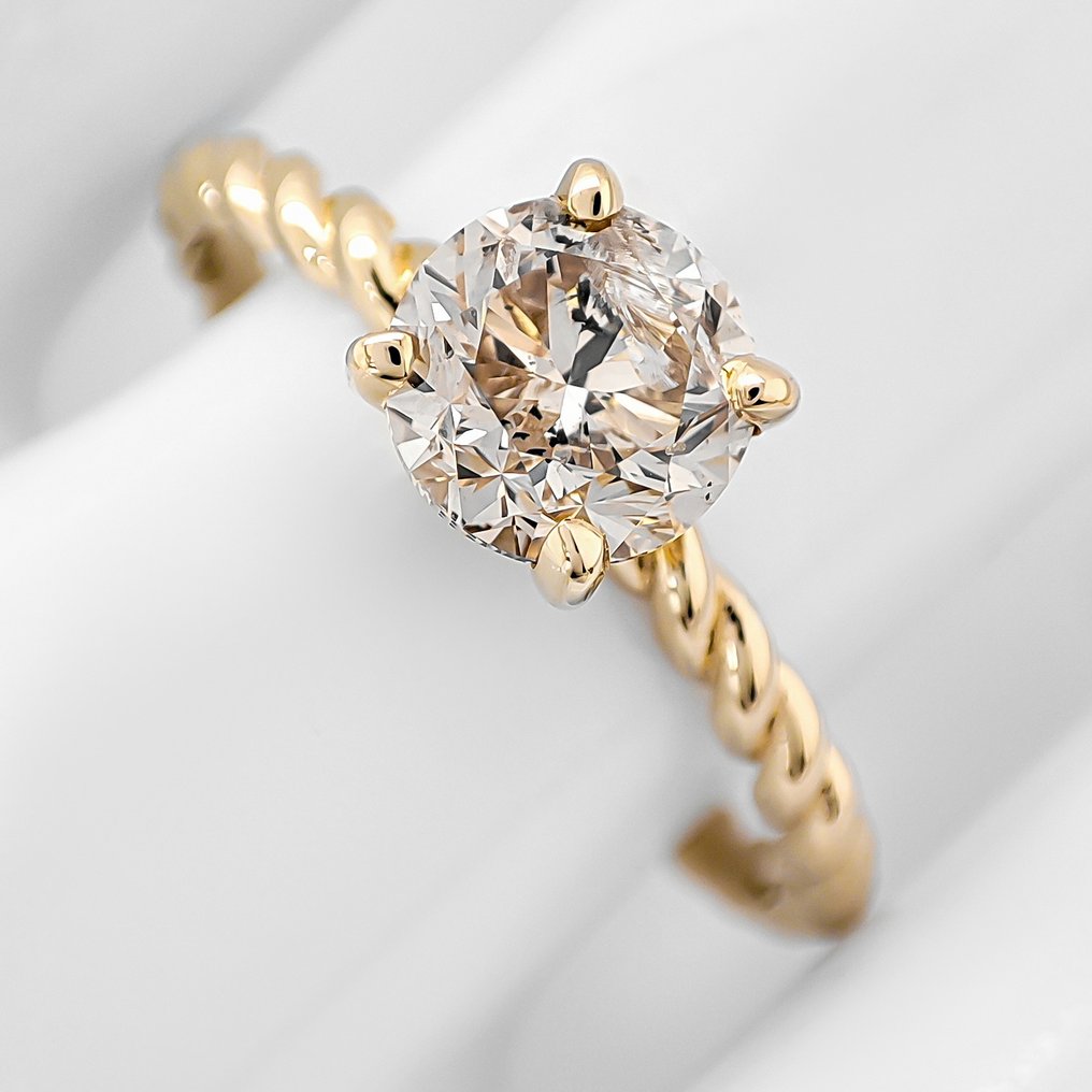 Nincs minimálár - Gyűrű - 14 kt. Sárga arany -  1.01ct. tw. Gyémánt (Természetes színű) - IGI Certificate #1.0