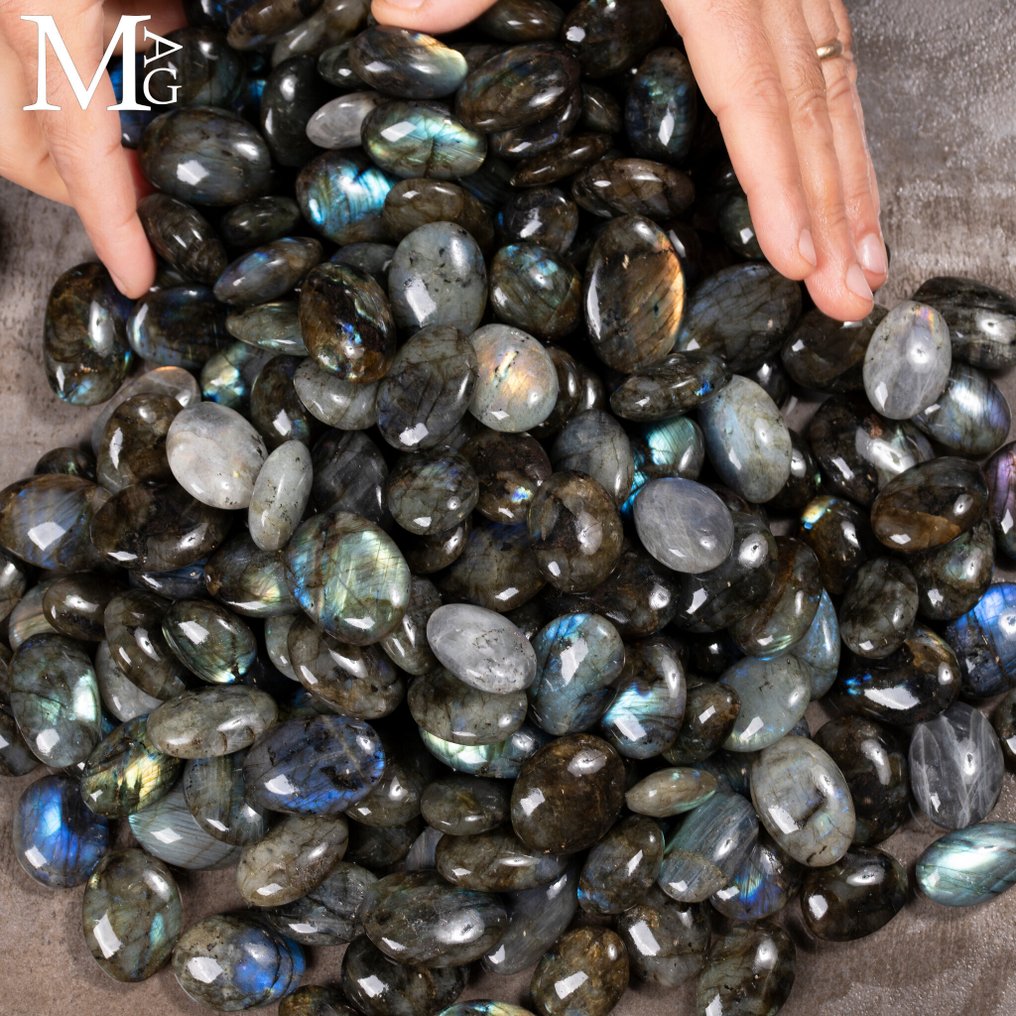 1 kg Labradorite Tumbled Stone Collection – Healing & Decorative Use - Height: 1 mm - Width: 1 mm- 1000 g #3.2