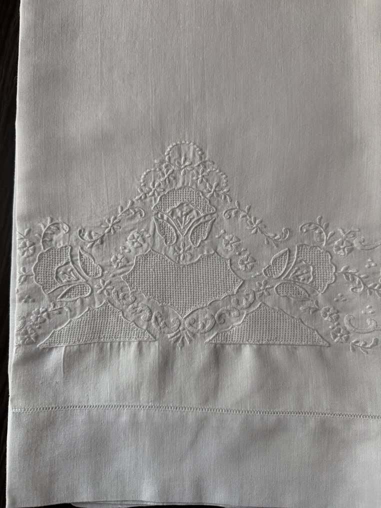 Asciugamani ricamati a mano - Reticello - Towel (2) - 105 cm - 74 cm - Pure Linen #1.0